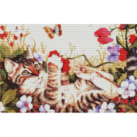 Cat Among Flowers – Counted Or Stamped Cross Stitch Kit