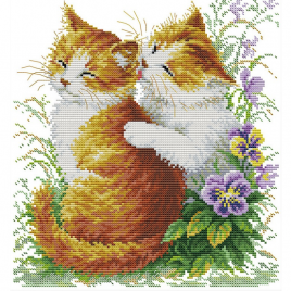 Cats Grooming Each Other – Counted Or Stamped Cross Stitch Kit